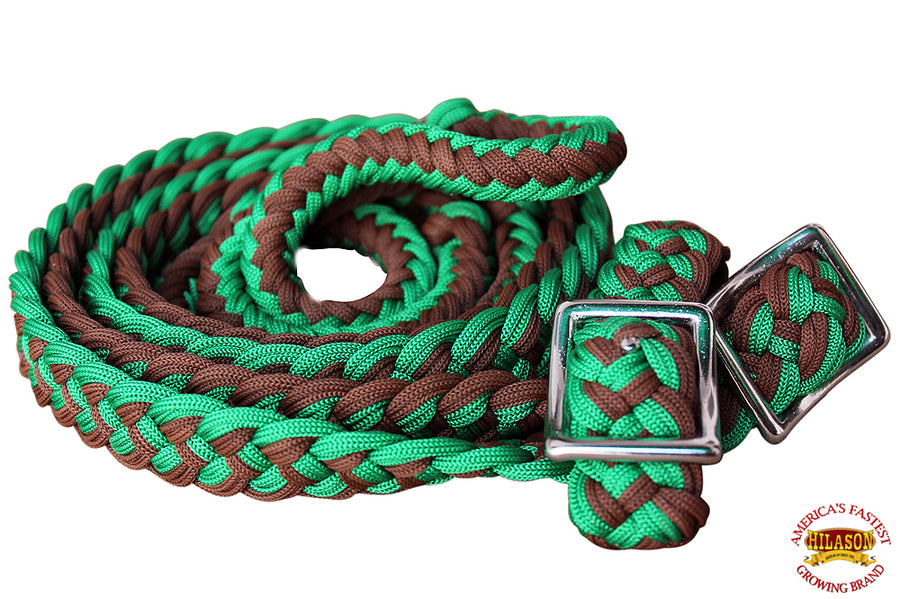 Hilason Braided Poly Barrel Horse Racing Reins Flat Grip Knots 1" X 8Ft | Rein Gifts