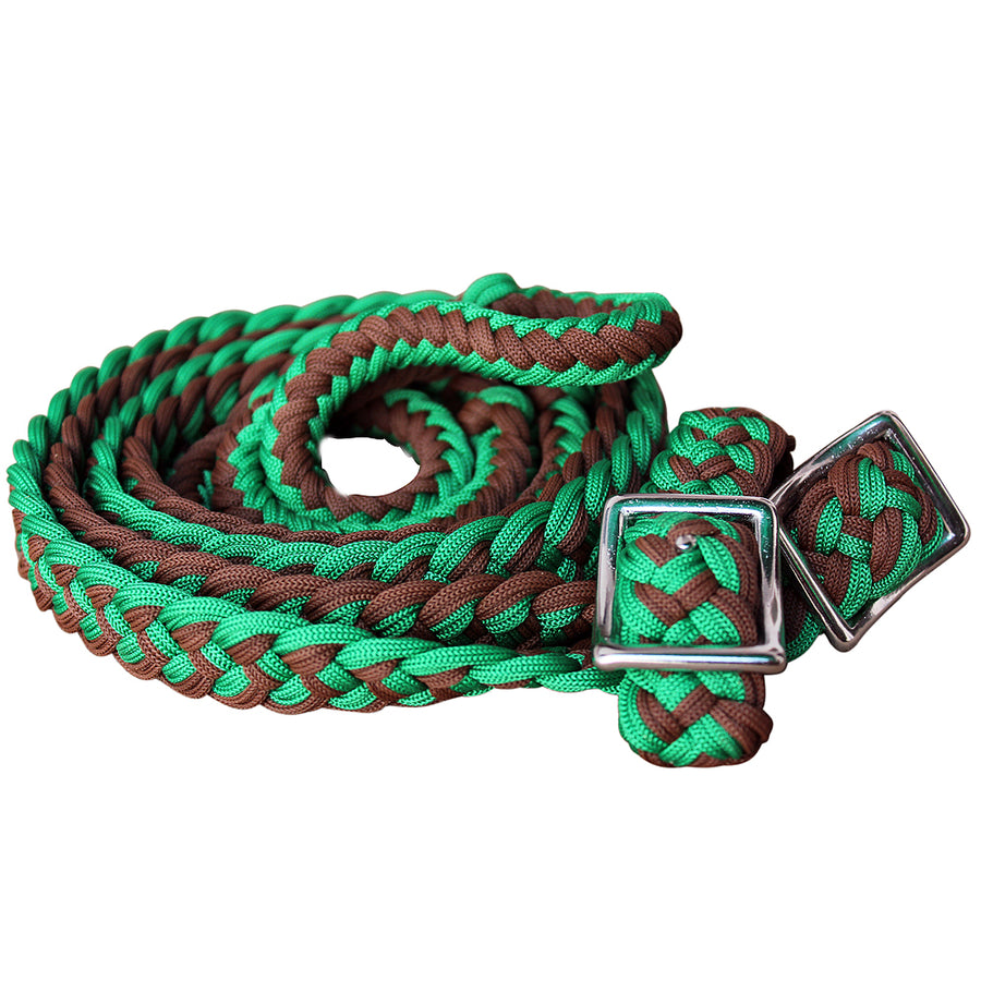 1" X 8Ft Hilason Braided Poly Barrel Horse Racing Reins Flat Grip Knots - Uhorse