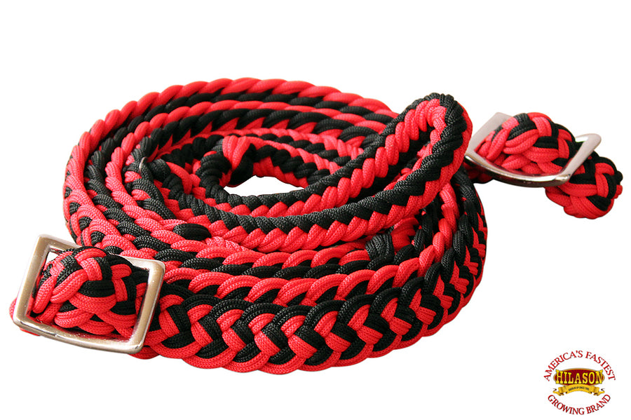 Hilason Braided Poly Barrel Horse Racing Reins Flat Grip Knots 1" X 8Ft | Rein Gifts