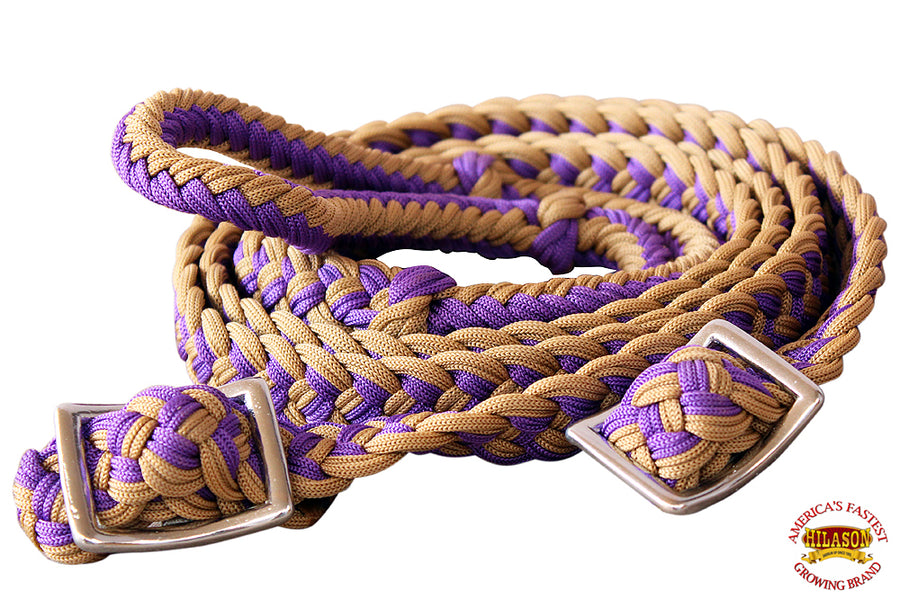 Hilason Braided Poly Barrel Horse Racing Reins Flat Grip Knots 1" X 8Ft | Rein Gifts