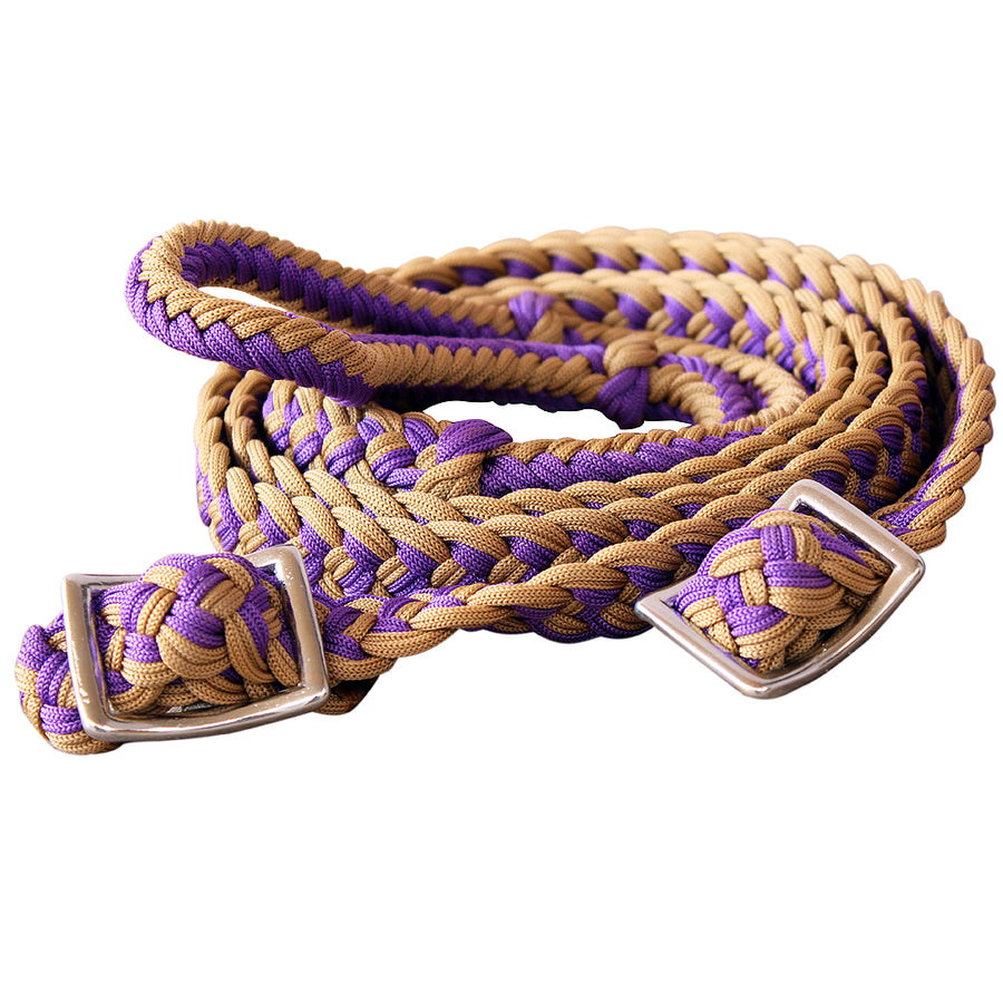 1" X 8Ft Hilason Braided Poly Barrel Horse Racing Reins Flat Grip Knots - Uhorse