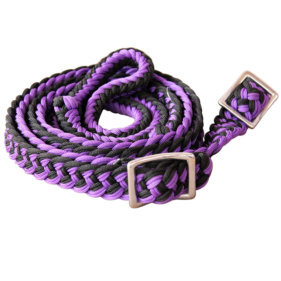 1" X 8Ft Hilason Braided Poly Barrel Horse Racing Reins Flat Grip Knots - Uhorse