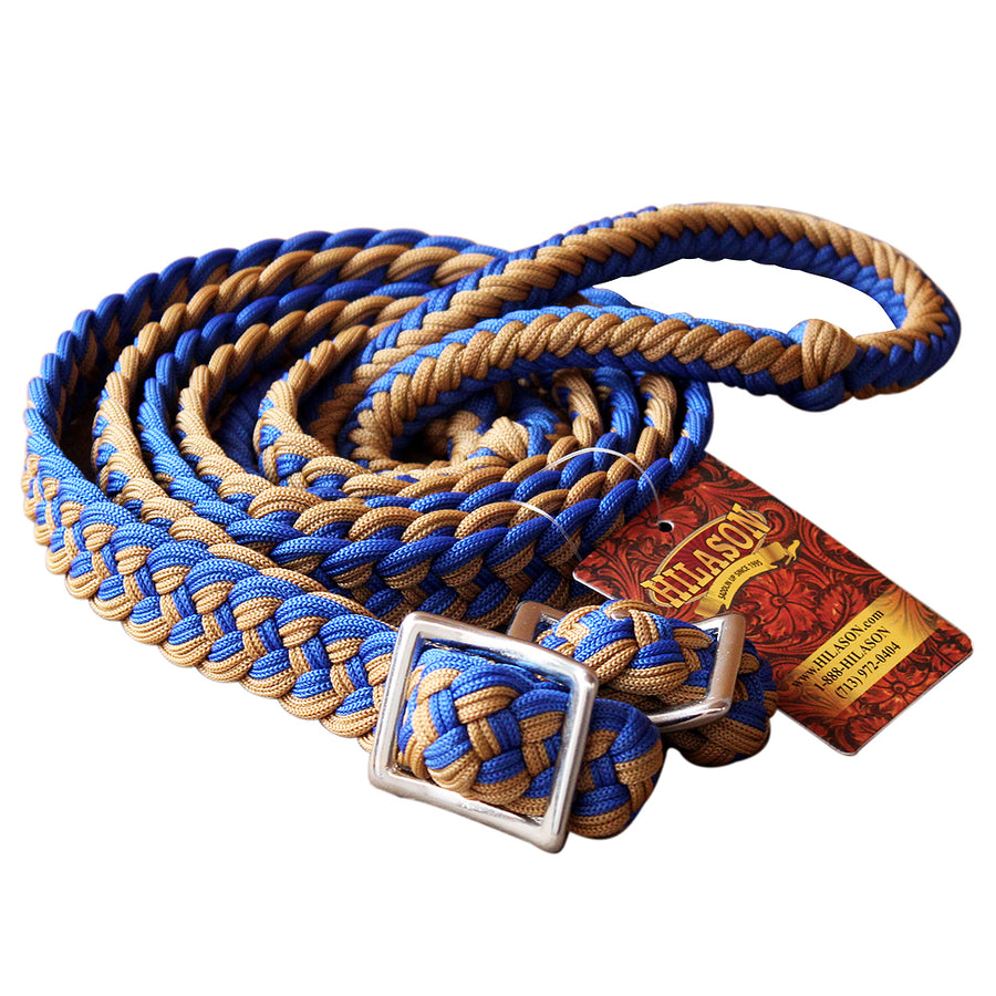 1" X 8Ft Hilason Braided Poly Barrel Horse Racing Reins Flat Grip Knots - Uhorse
