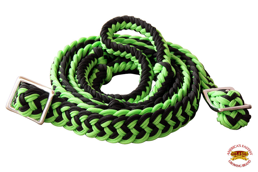 Hilason Braided Poly Barrel Horse Racing Reins Flat Grip Knots 1" X 8Ft | Rein Gifts