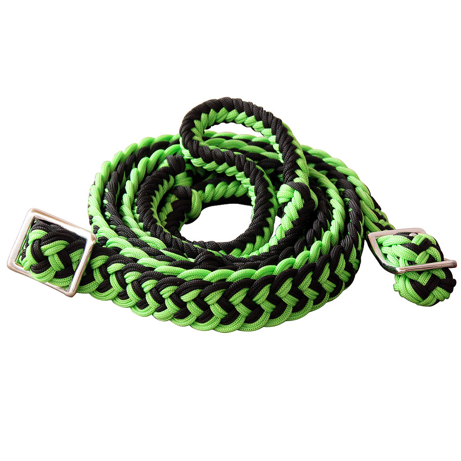 1" X 8Ft Hilason Braided Poly Horse Barrel Reins Flat with Easy Grip Knots - Uhorse