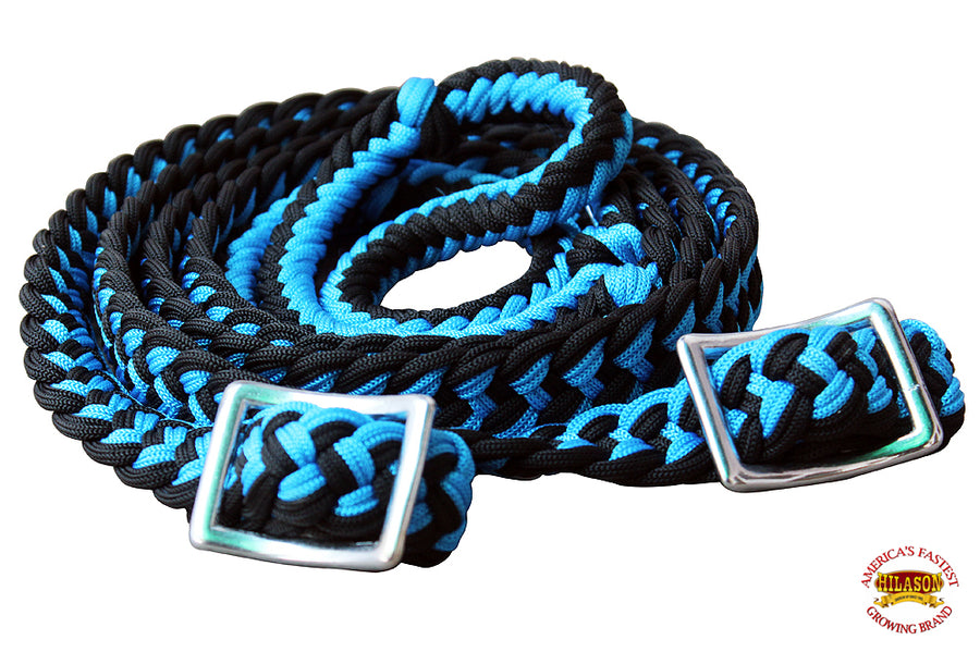 Hilason Braided Poly Barrel Horse Racing Reins Flat Grip Knots 1" X 8Ft | Rein Gifts