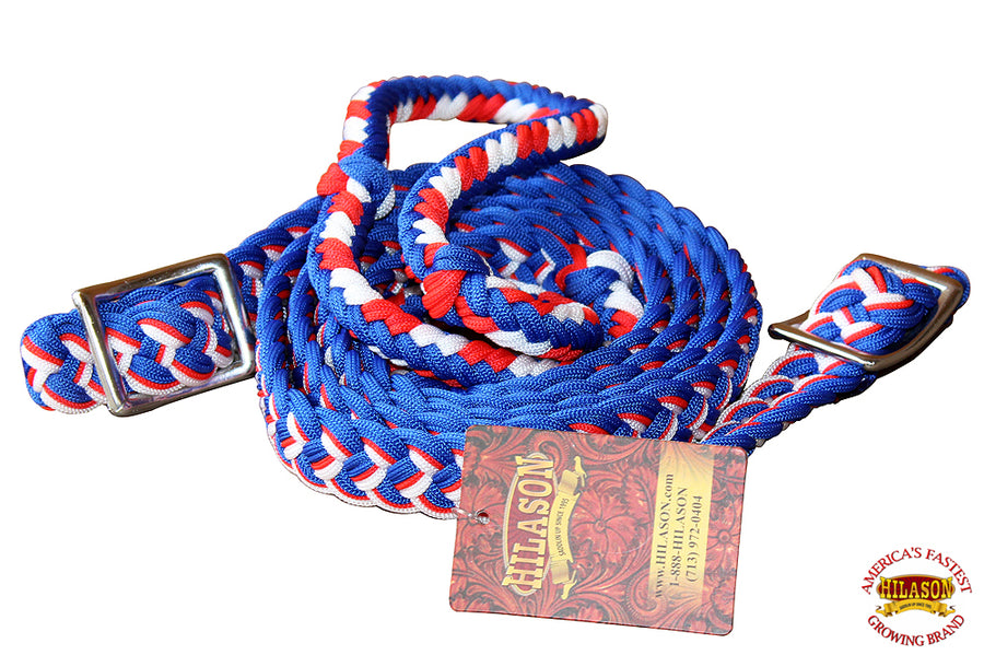 Hilason Braided Poly Barrel Horse Racing Reins Flat Grip Knots 1" X 8Ft | Rein Gifts