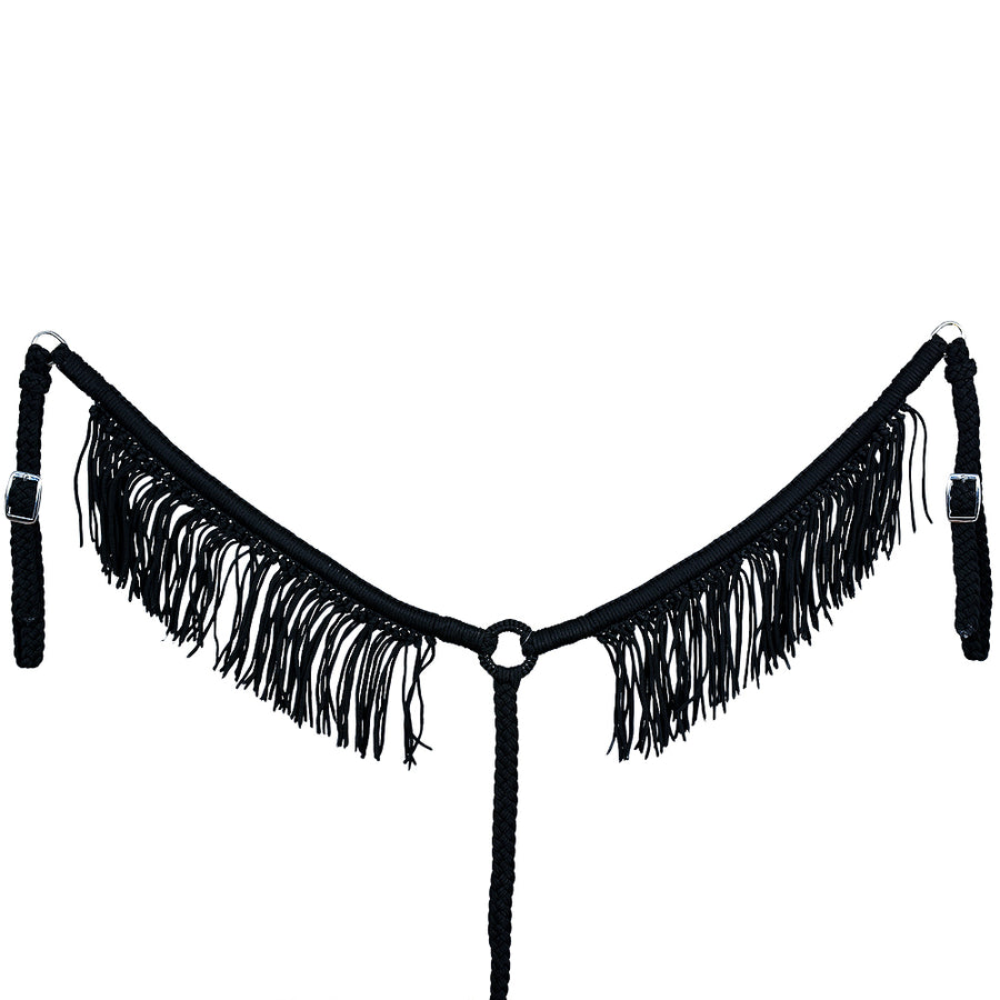 Hilason Horse Breast Collar - Flat Braided Paracord with Fringes Black - Uhorse