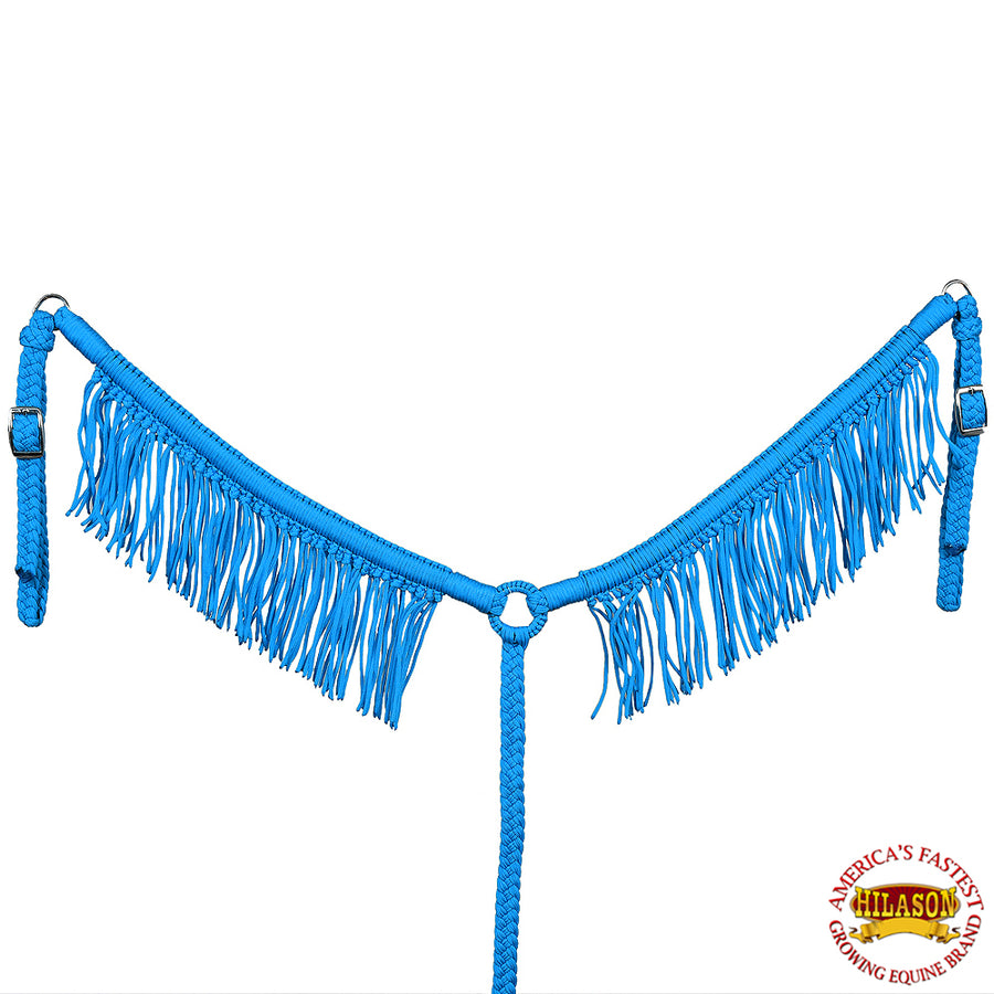 Turquoise Horse Breast Collar Flat Braided Paracord Fringes Hilason - Uhorse