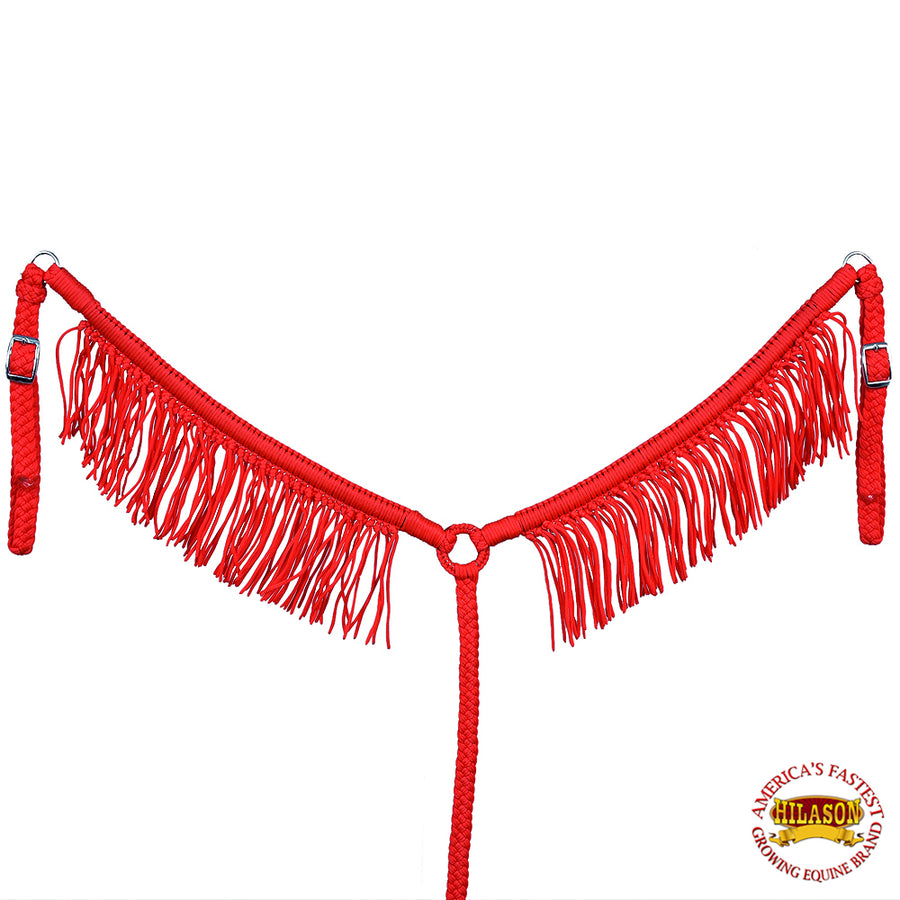 Red Horse Breast Collar Flat Braided Paracord With Fringes - Uhorse