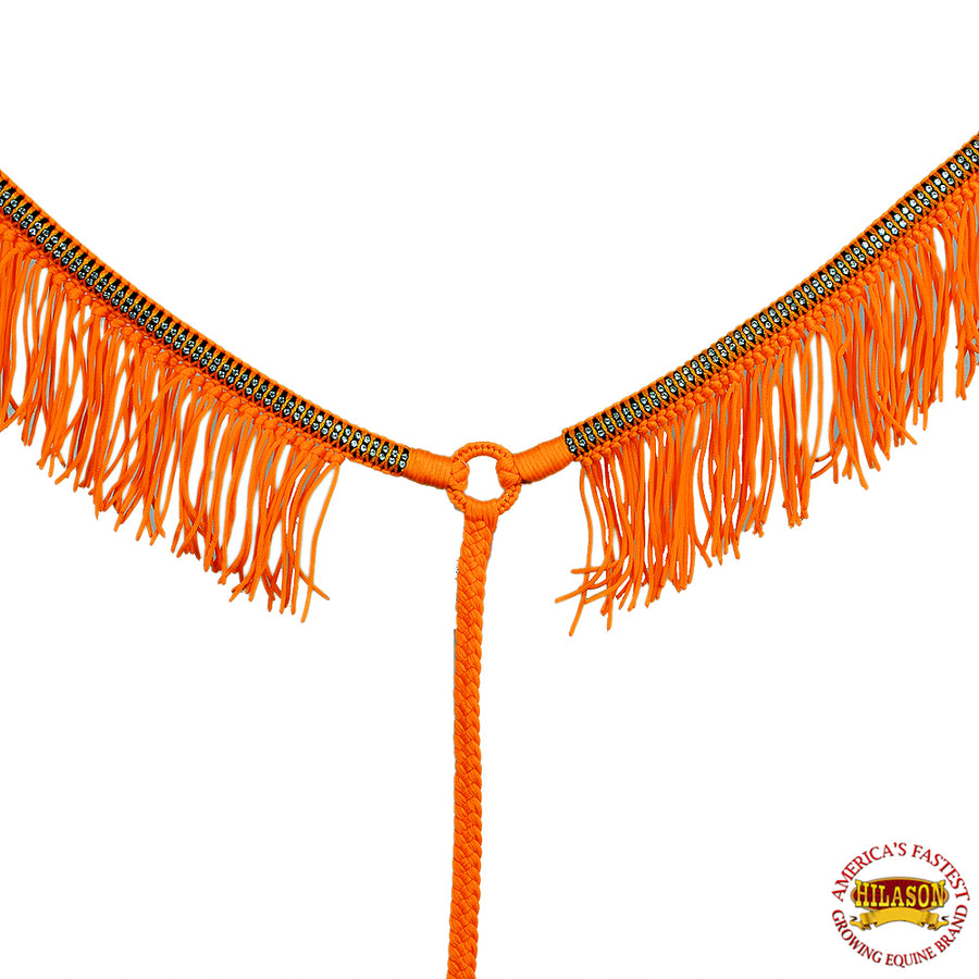 Hilason Horse Flat Braided Paracord Crystal Fringes Breast Collar - Uhorse