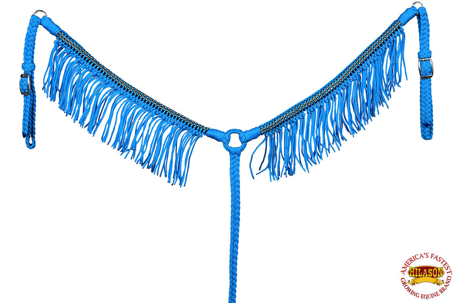 HIlason Horse Breast Collar Flat Braided Paracord Crystal Fringes Hilason