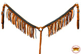 Black Horse Breast Collar Flat Braided Paracord Crystal Fringes Hilason