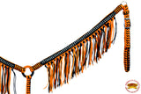 Black Horse Breast Collar Flat Braided Paracord Crystal Fringes Hilason