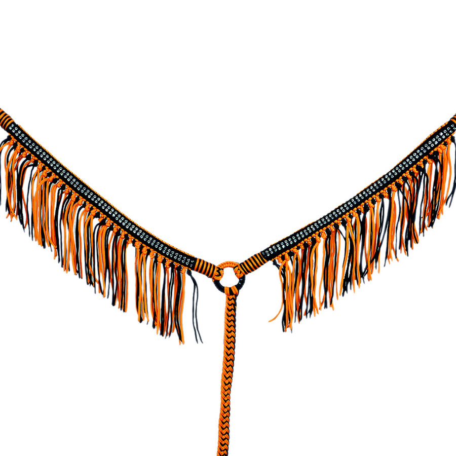 Hilason Horse Flat Braided Paracord Crystal Fringes Breast Collar - Uhorse