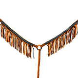 Black Horse Breast Collar Flat Braided Paracord Crystal Fringes Hilason