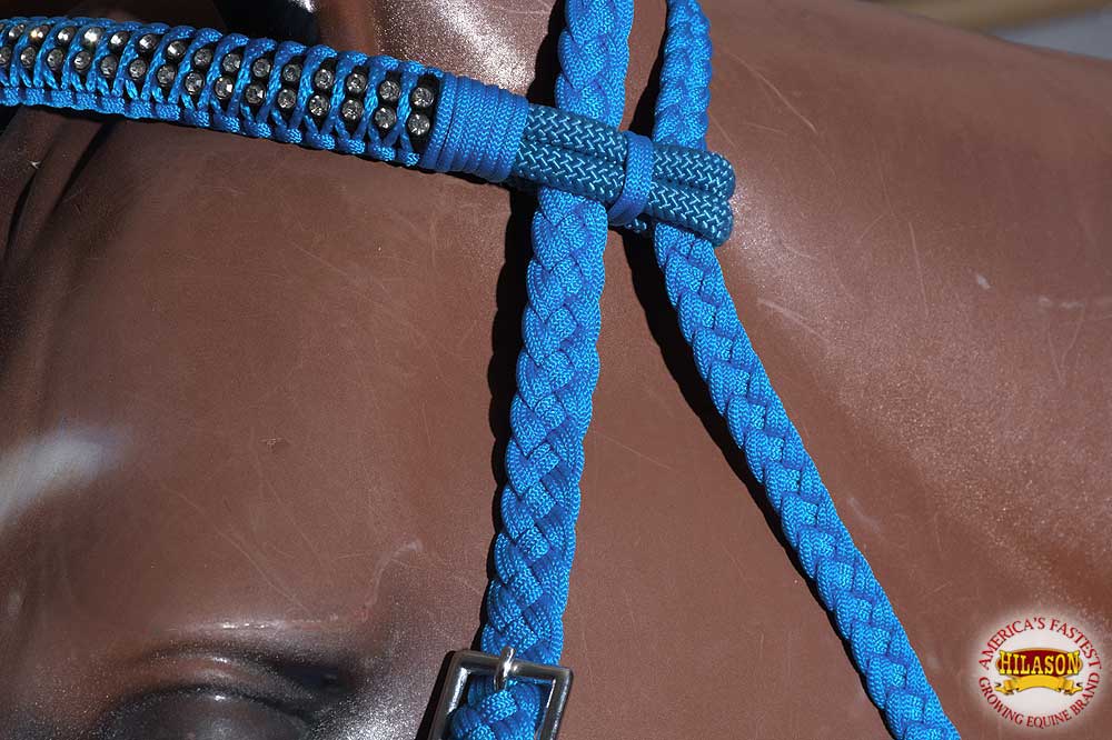 Horse Bridle Headstall Flat Braided Paracord Crystal Hilason