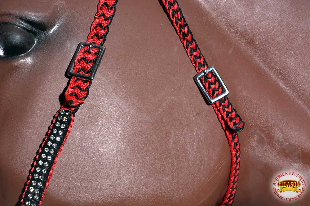 Horse Bridle Headstall Flat Braided Paracord Crystal Hilason
