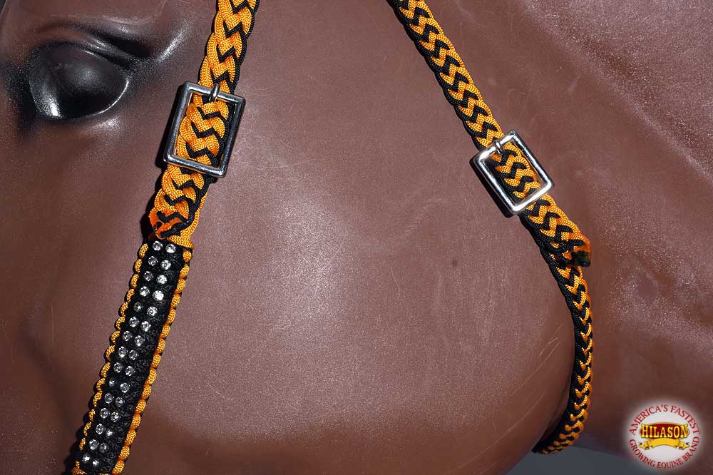 Horse Bridle Headstall Flat Braided Paracord Crystal Hilason