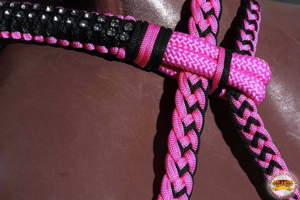 Horse Bridle Headstall Flat Braided Paracord Crystal Hilason