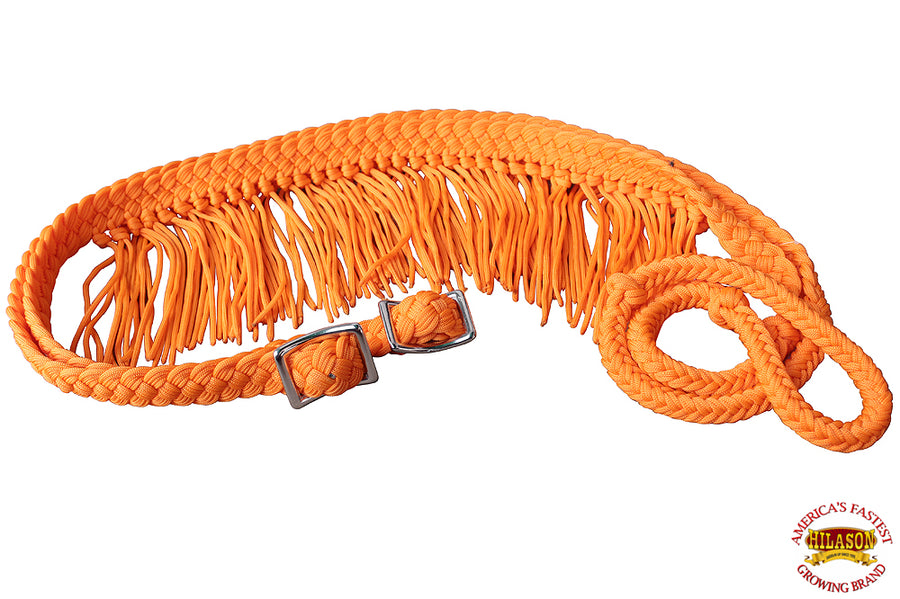 1" X 8Ft Hilason Braided Poly Barrel Horse Racing Reins Flat Grip Knots Fringe