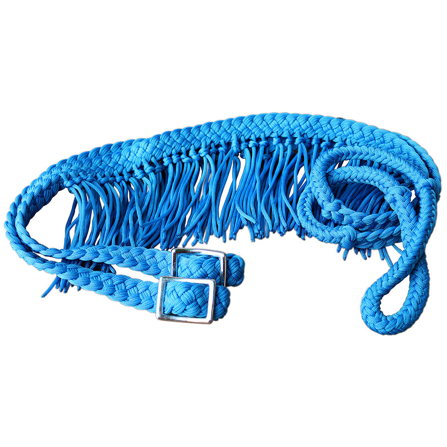 Blue nylon rope halter with fringe and metal buckle - Uhorse
