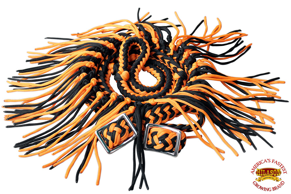 1" X 8Ft Hilason Braided Poly Barrel Horse Racing Reins Flat Grip Knots