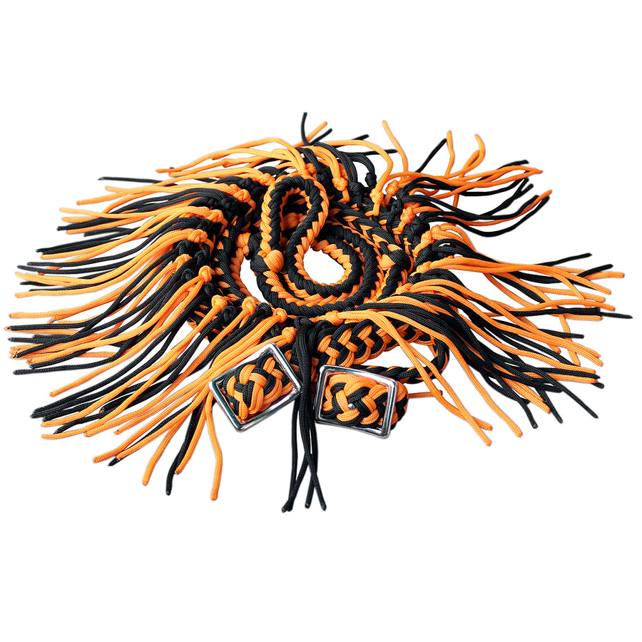 Orange and black nylon horse mane roach with fringe - Uhorse