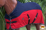 HILASON Durable Poly Turnout Sheet For Horses Navy Blue & Red