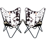 Genuine Leather Butterfly Chair Folding Lounge Modern Sling Accent Seat