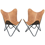Genuine Leather Butterfly Chair Folding Lounge Modern Sling Accent Seat