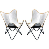 Genuine Leather Butterfly Chair Folding Lounge Modern Sling Accent Seat