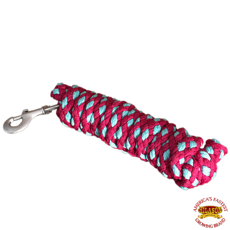 H. Riding Poly Roping Lead Rope Red Turquoise 1/4X8 Ft Snaps Hilason – by Hilason – Cowboy and equestrian accessories