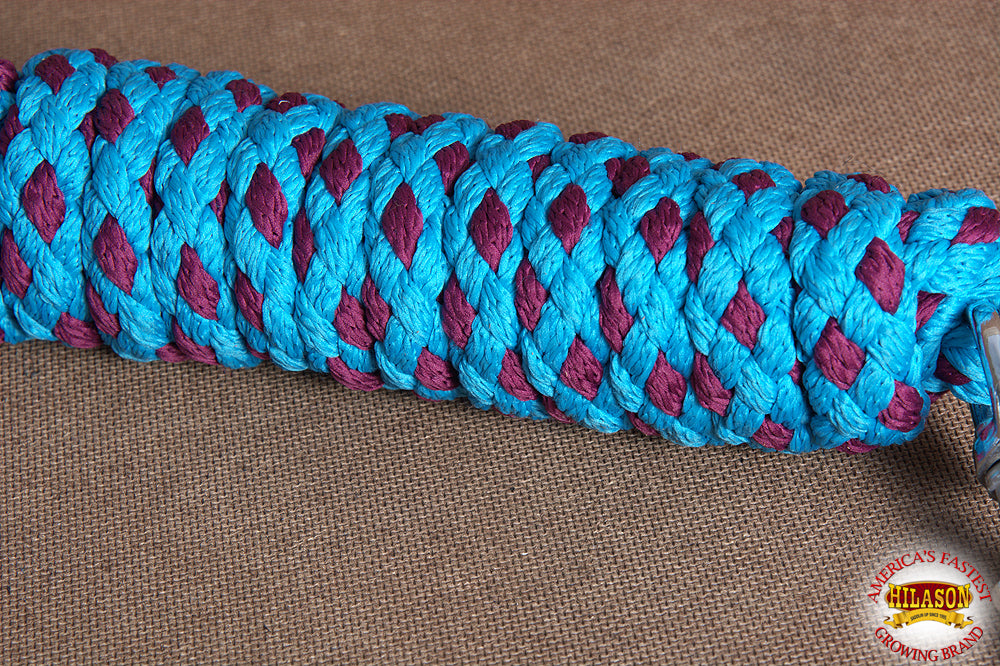 HILASON Horse Roping Lead Rope Riding Poly 1/4 In X 8 Ft Purple-Turquoise