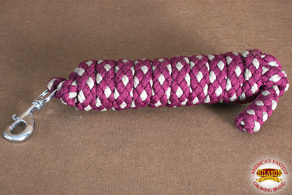 Horse Riding Poly Roping Lead Rope Fuchsia 1/4X 8 Ft Snaps Hilason