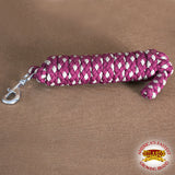 Horse Riding Poly Roping Lead Rope Fuchsia 1/4X 8 Ft Snaps Hilason