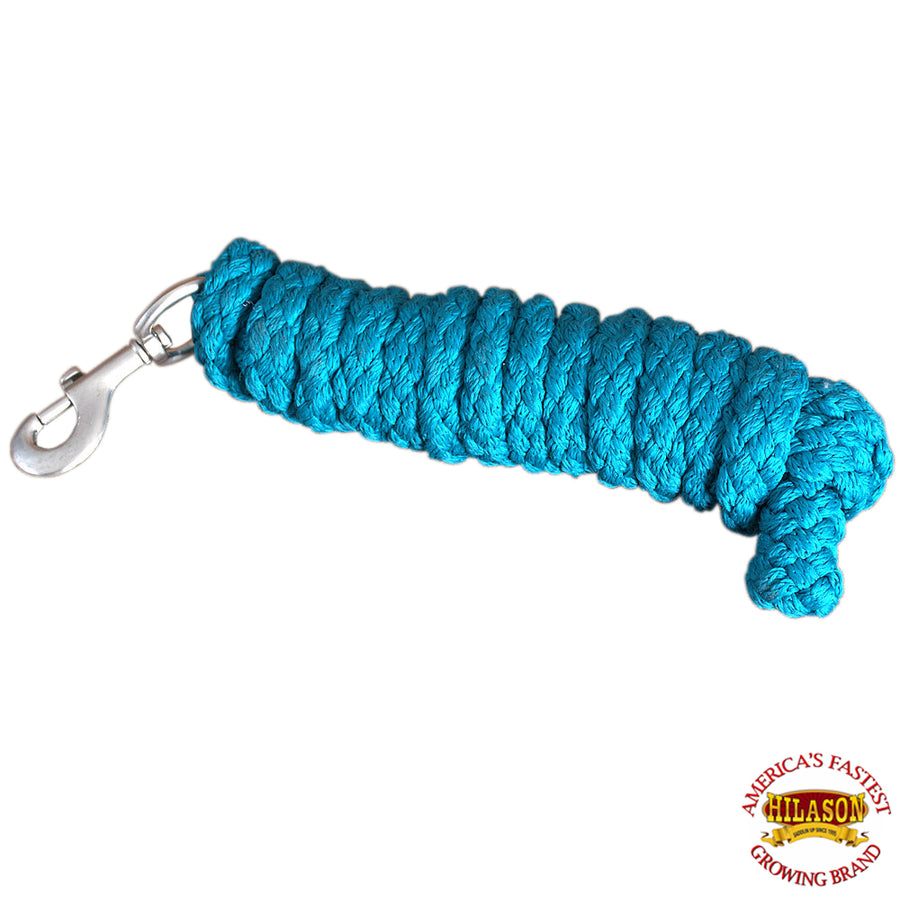 Horse Riding Poly Roping Lead Rope Teal 1/4X8 Ft Snaps Hilason - Uhorse