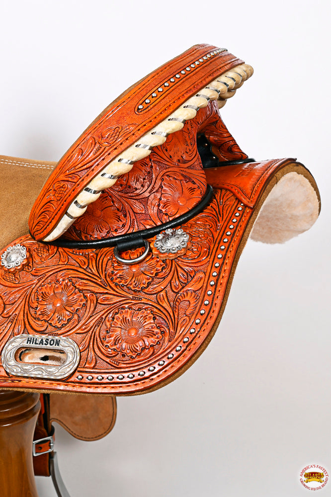 HILASON Western Horse Treeless Trail Barrel Saddle American Leather | for Horses