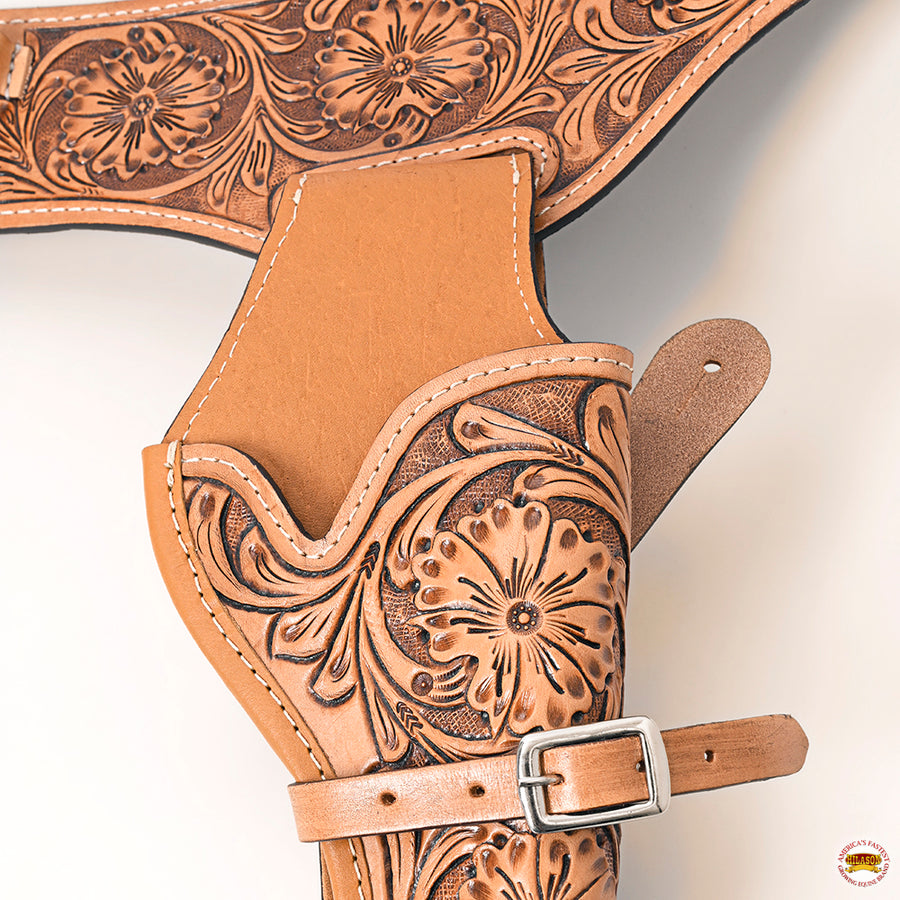 HILASON Western Right Hand Gun Holster Rig 22 Caliber Leather Cowboy | Holster| Belt