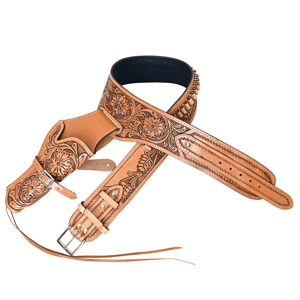 Hilason Western Right Hand Gun Holster Rig 22 Caliber Leather Cowboy