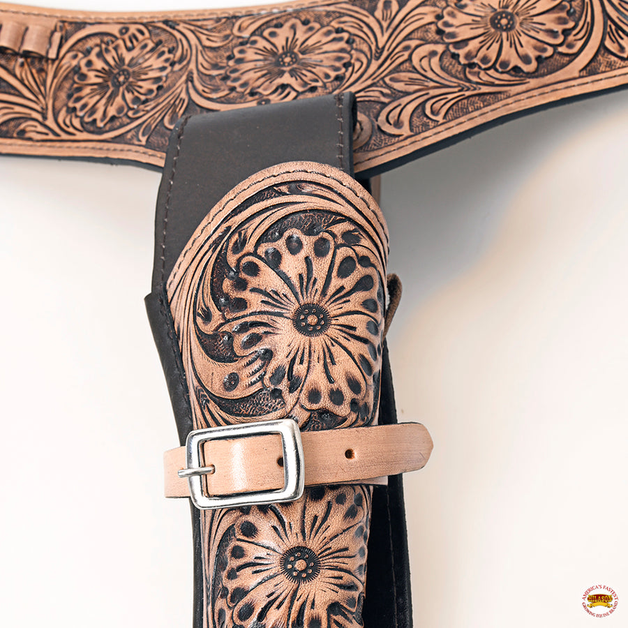 HILASON Western Right Hand Gun Holster Rig 22 Caliber Leather Cowboy | Costume Belt