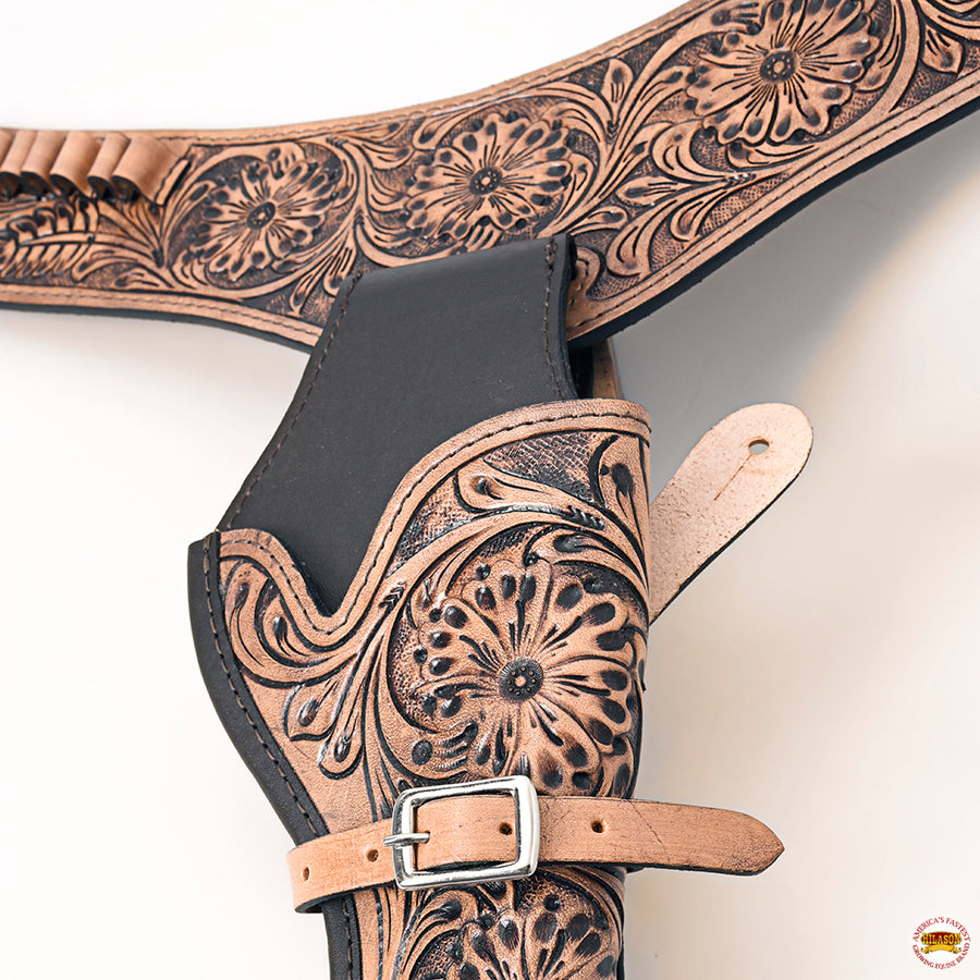 HILASON Western Right Hand Gun Holster Rig 38 Cal Leather Cowboy | Costume Belt