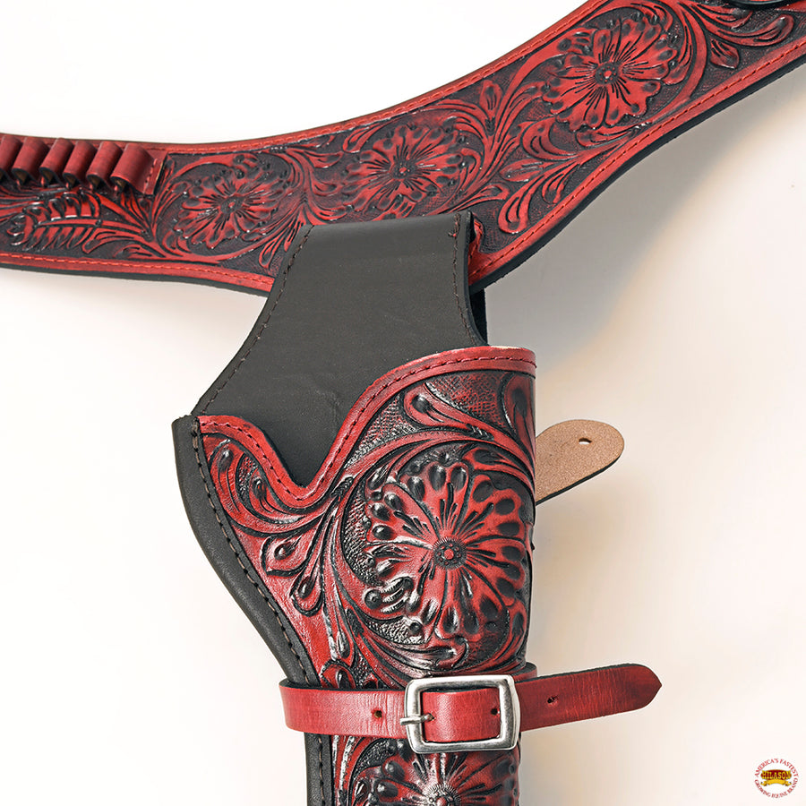 HILASON Western Leather Gun Holster Right Hand Rig 38 Cal Cowboy | Costume Belt