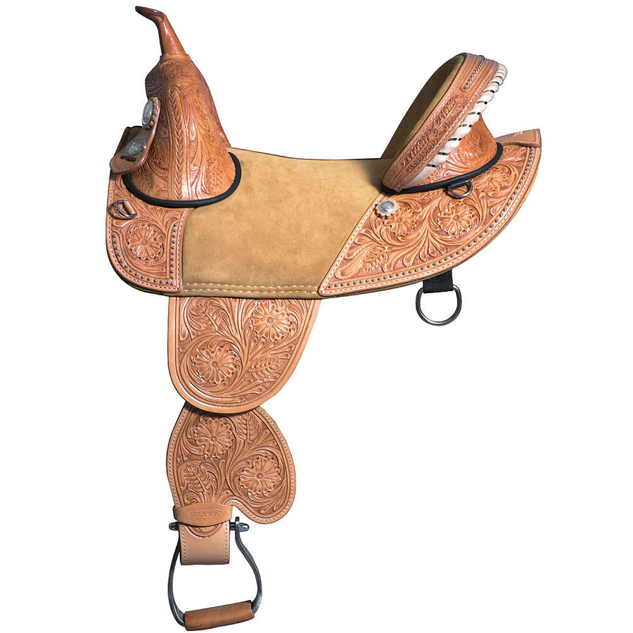 HILASON Treeless Western Trail Barrel American Leather Horse Saddle Tan | for Horses - Hilason