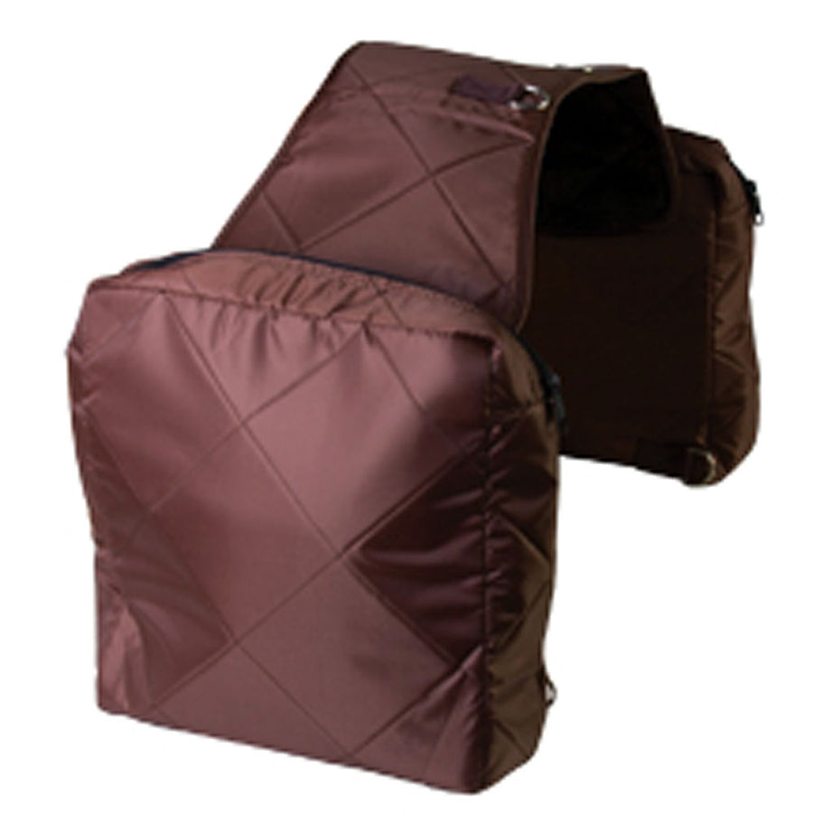 Hilason Western Horse Tack Quilted Saddle Bag Zipper Closure Pockets Brown - Uhorse