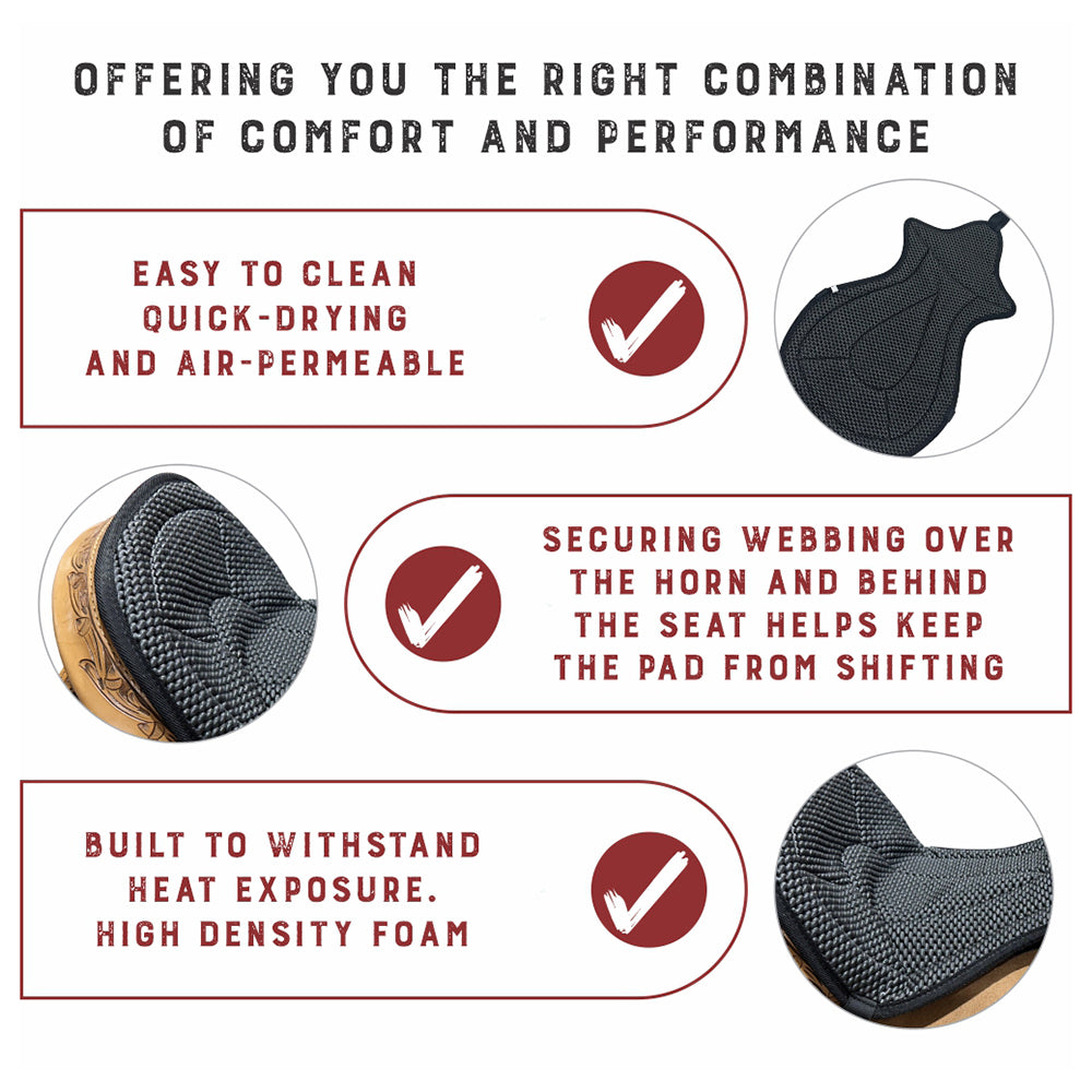 Hilason Anti Slip Cushion Grip Saddle Seat Cover With Black