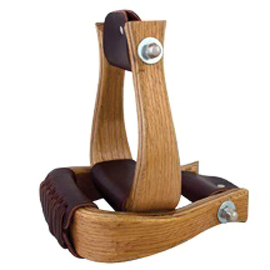Wooden saddle stand with brown leather seat - Uhorse
