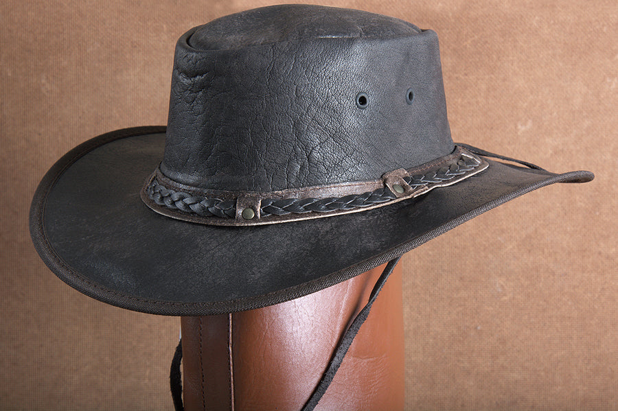 HILASON L M S X Hand Made Genuine Cubic Leather Crushable Hat 3 In Brim | Cowboy Cow Girl Hats Sun for Women & Men Fedora