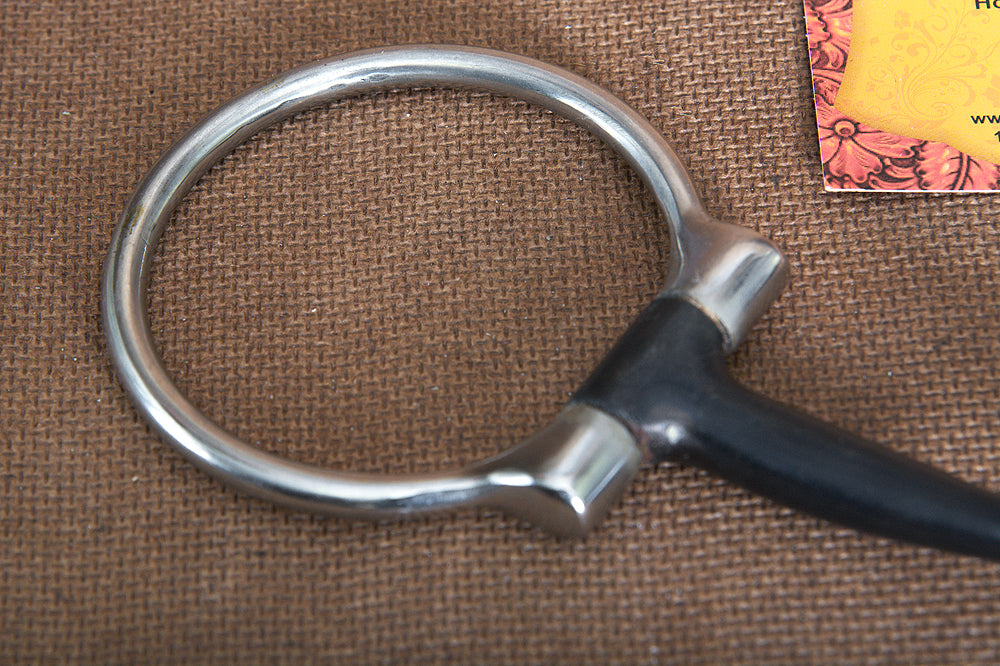 5" Hilason Western Sweet Iron Ring Stainless Steel Horse Black Mouth Bit