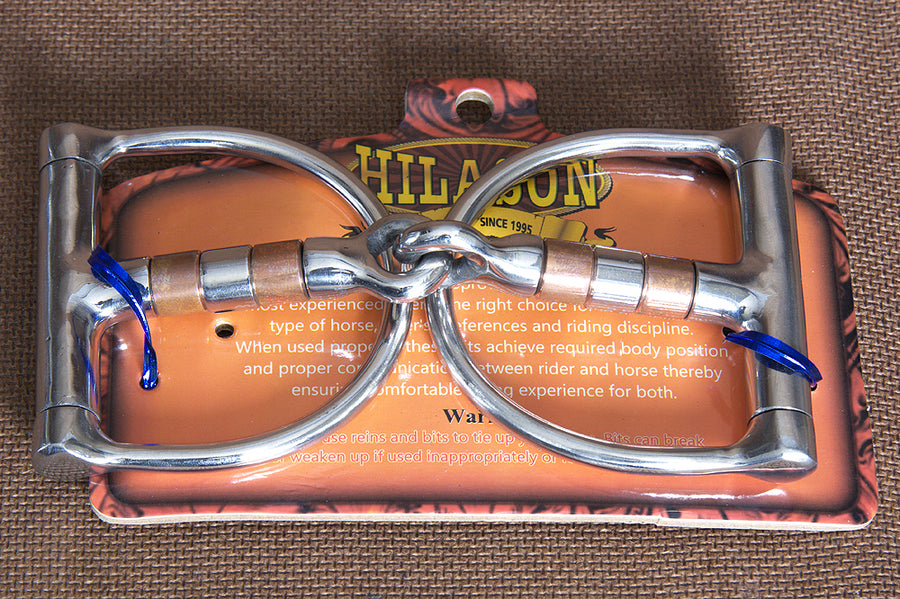 5" Hilason Horse Stainless Steel Mouth Dee Bit W/ Red Copper Ring